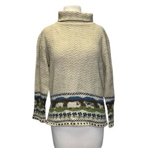 Vintage Sheep Sweater Cow Farm Linen Wool Large Nicholas Mosse by Joan Millar